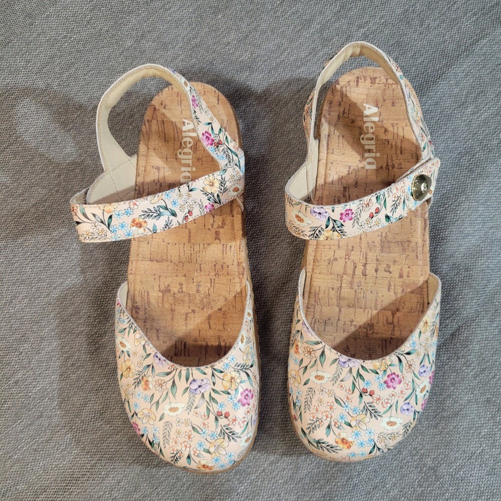 Alegria Opal Floral Leather Mary Jane Slingback Sandals OPA-6460 Womens 38 8